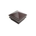 3.625" Sq. Haven Low Voltage LED Lighted Vinyl Post Cap for Vinyl Fence and Railing (Cool White) Antique Brown