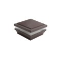 3.625" Sq. Haven Low Voltage LED Lighted Vinyl Post Cap for Vinyl Fence and Railing (Cool White) Antique Brown