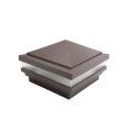 4" Sq. Haven Low Voltage LED Lighted Vinyl Post Cap for Vinyl Fence and Railing (Warm White) Antique Brown