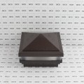 4" Sq. Haven Low Voltage LED Lighted Vinyl Post Cap for Vinyl Fence and Railing (Warm White) Antique Brown