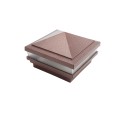 4" Sq. Haven Low Voltage LED Lighted Vinyl Post Cap for Vinyl Fence and Railing (Warm White) Antique Copper