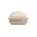 4" Sq. Haven Low Voltage LED Lighted Vinyl Post Cap for Vinyl Fence and Railing (Warm White) Beige