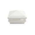 4" Sq. Haven Low Voltage LED Lighted Vinyl Post Cap for Vinyl Fence and Railing (Warm White) White
