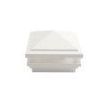4" Sq. Haven Low Voltage LED Lighted Vinyl Post Cap for Vinyl Fence and Railing (Warm White) White