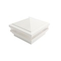 4" Sq. Haven Low Voltage LED Lighted Vinyl Post Cap for Vinyl Fence and Railing (Warm White) White