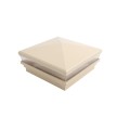 5" Sq. Neptune Low Voltage LED Lighted Vinyl Post Cap for Vinyl Fence and Railing (Warm White) Beige