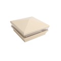 5" Sq. Neptune Low Voltage LED Lighted Vinyl Post Cap for Vinyl Fence and Railing (Warm White) Beige