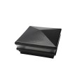 5" Sq. Neptune Low Voltage LED Lighted Vinyl Post Cap for Vinyl Fence and Railing (Warm White) Hammertone Black