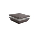 5.625" Sq. Neptune Low Voltage LED Lighted Vinyl Post Cap for Vinyl Fence and Railing (Cool White) Antique Brown
