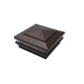 5" Sq. Cape May Low Voltage LED Lighted Vinyl Post Cap for Vinyl Fence and Railing (Warm White) Antique Brown