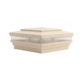 5" Sq. Cape May Low Voltage LED Lighted Vinyl Post Cap for Vinyl Fence and Railing (Cool White) Beige