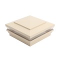 5.625" Sq. Cape May Low Voltage LED Lighted Vinyl Post Cap for Vinyl Fence and Railing (Warm White) Beige