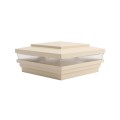 5.625" Sq. Cape May Low Voltage LED Lighted Vinyl Post Cap for Vinyl Fence and Railing (Warm White) Beige