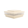 6" Sq. Cape May Low Voltage LED Lighted Vinyl Post Cap for Vinyl Fence and Railing (Warm White) Beige
