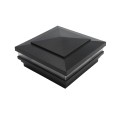  6" Sq. Cape May Low Voltage LED Lighted Vinyl Post Cap for Vinyl Fence and Railing (Warm White)  Hammertone Black 