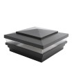  6" Sq. Cape May Low Voltage LED Lighted Vinyl Post Cap for Vinyl Fence and Railing (Warm White)  Hammertone Black 