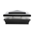 6" Sq. Cape May Low Voltage LED Lighted Vinyl Post Cap for Vinyl Fence and Railing (Cool White) Hammertone Black (simple6)