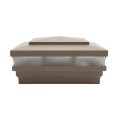 6" x 6" Cape May Low Voltage (Cool White LED) Lighted Vinyl Post Cap - Khaki