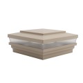 6" x 6" Cape May Low Voltage (Cool White LED) Lighted Vinyl Post Cap - Khaki