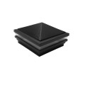 5" Sq. Haven Low Voltage LED Lighted Vinyl Post Cap for Vinyl Fence and Railing (Cool White) Hammertone Black