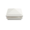 5" Sq. Haven Low Voltage LED Lighted Vinyl Post Cap for Vinyl Fence and Railing (Warm White) White