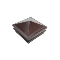 5.625" Sq. Haven Low Voltage LED Lighted Vinyl Post Cap for Vinyl Fence and Railing (Cool White) Antique Brown