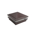 5.625" Sq. Haven Low Voltage LED Lighted Vinyl Post Cap for Vinyl Fence and Railing (Cool White) Antique Brown