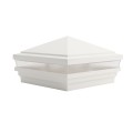 5.625" Sq. Haven Low Voltage LED Lighted Vinyl Post Cap for Vinyl Fence and Railing (Warm White) White (simple6)