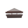 6" Sq. Haven Low Voltage LED Lighted Post Cap - Antique Brown LMT-1513-LED-AB-3K