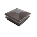 5" Sq. Neptune Solar LED Lighted Vinyl Post Cap for Vinyl Fence and Railing (Antique Brown)