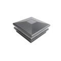 5" Sq. Neptune Solar LED Lighted Vinyl Post Cap for Vinyl Fence and Railing (Antique Gray)