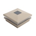 5" Sq. Neptune Solar LED Lighted Vinyl Post Cap for Vinyl Fence and Railing (Khaki) (simple_unboxed)