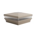 5" Sq. Neptune Solar LED Lighted Vinyl Post Cap for Vinyl Fence and Railing (Khaki) (simple_unboxed)