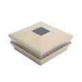 5.625" Sq. Neptune Solar LED Lighted Vinyl Post Cap for Vinyl Fence and Railing (Almond) (simple6)