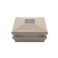 6" Sq. Neptune Solar LED Lighted Vinyl Post Cap for Vinyl Fence and Railing (Khaki) 