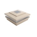 6" Sq. Cape May Solar LED Lighted Vinyl Post Cap for Vinyl Fence and Railing (Khaki)