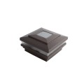 4.5" Sq. Cape May Solar LED Lighted Vinyl Post Cap for Vinyl Fence and Railing (Antique Brown)