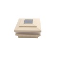 4.5" Sq. Cape May Solar LED Lighted Vinyl Post Cap for Vinyl Fence and Railing (Beige)