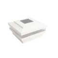 4.5" Sq. Cape May Solar LED Lighted Vinyl Post Cap for Vinyl Fence and Railing (White)