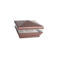 4.5" Sq Neptune Low Voltage LED Lighted Vinyl Post Cap for Vinyl Fence and Railing (Warm White) Antique Copper 1563