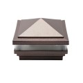 4.5" Sq Haven Low Voltage LED Lighted Vinyl Post Cap for Vinyl Fence and Railing (Cool White) Antique Brown