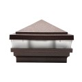 4.5" Sq Haven Low Voltage LED Lighted Vinyl Post Cap for Vinyl Fence and Railing (Cool White) Antique Brown
