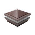 4.5" Sq Haven Low Voltage LED Lighted Vinyl Post Cap for Vinyl Fence and Railing (Cool White) Antique Brown