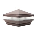 4.5" Sq Haven Low Voltage LED Lighted Vinyl Post Cap for Vinyl Fence and Railing (Cool White) Antique Brown
