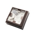 4.5" Sq Haven Low Voltage LED Lighted Vinyl Post Cap for Vinyl Fence and Railing (Cool White) Antique Brown