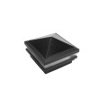 4.5" Sq Haven Low Voltage LED Lighted Vinyl Post Cap for Vinyl Fence and Railing (Warm White) Hammertone Black