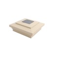 4" Sq. Cape May Downward Solar LED Lighted Vinyl Post Cap for Vinyl Fence and Railing (Beige)