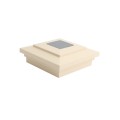 4" Sq. Cape May Downward Solar LED Lighted Vinyl Post Cap for Vinyl Fence and Railing (Beige)
