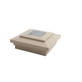 4" Sq. Cape May Downward Solar LED Lighted Vinyl Post Cap for Vinyl Fence and Railing (Khaki)