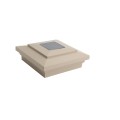 4" Sq. Cape May Downward Solar LED Lighted Vinyl Post Cap for Vinyl Fence and Railing (Khaki)